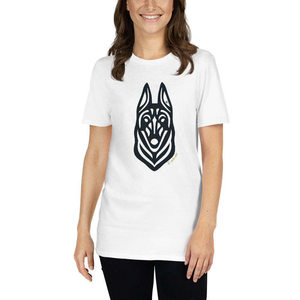 Camiseta unissex de manga curta - Malinois - Tribal - Cores Claras i-animals