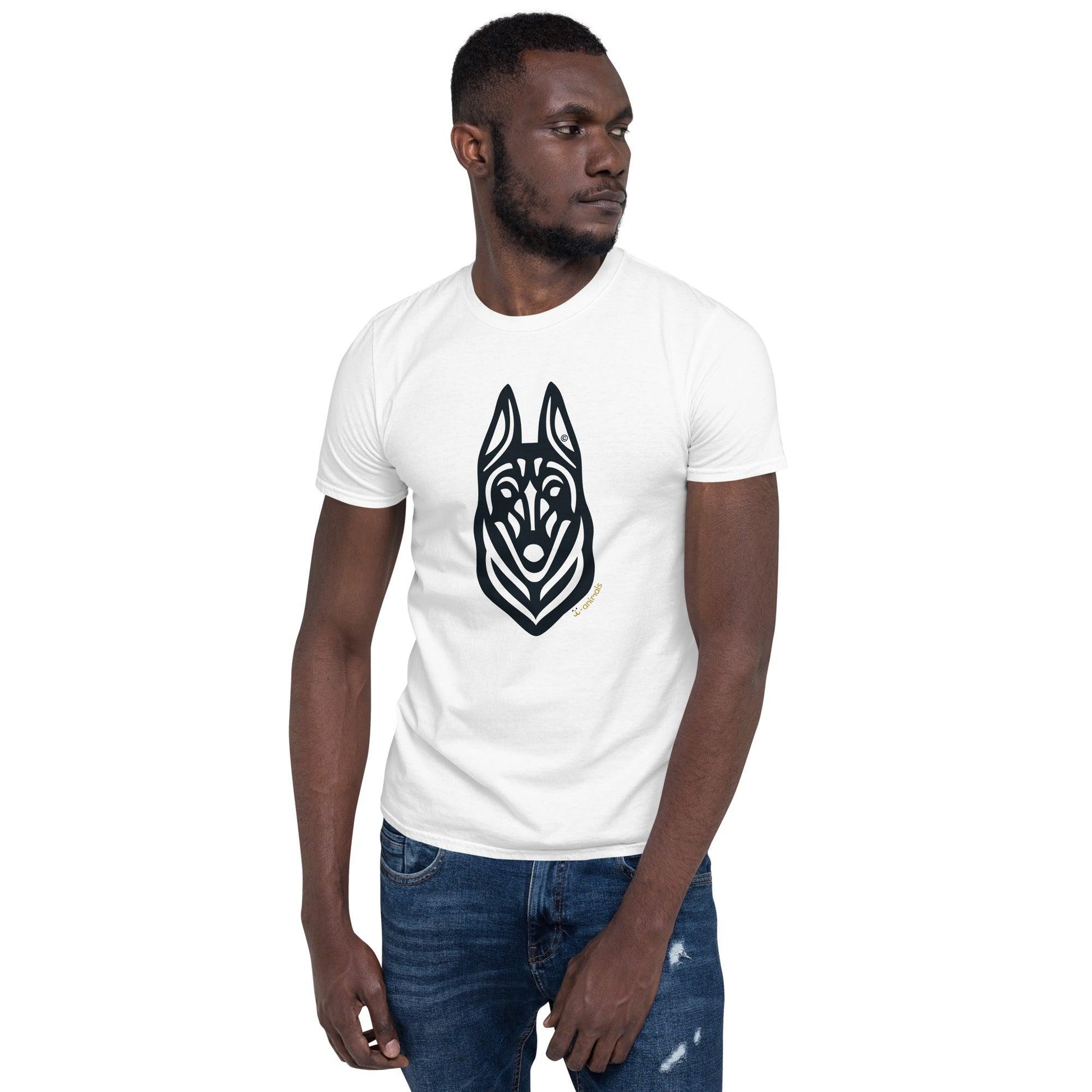 Camiseta unissex de manga curta - Malinois - Tribal - Cores Claras i-animals