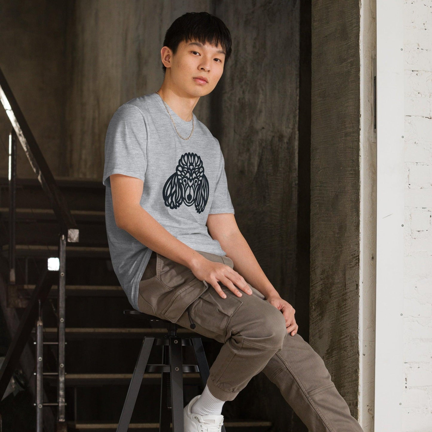Camiseta unissex de manga curta - Poodle - Tribal - Cores Claras i-animals