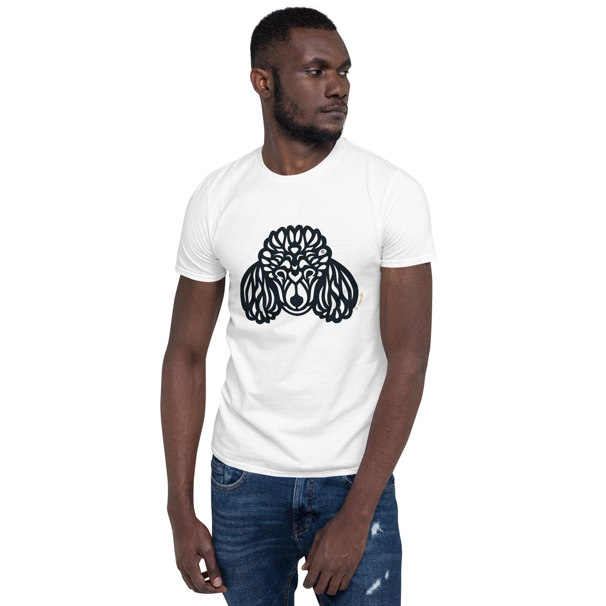 Camiseta unissex de manga curta - Poodle - Tribal - Cores Claras i-animals