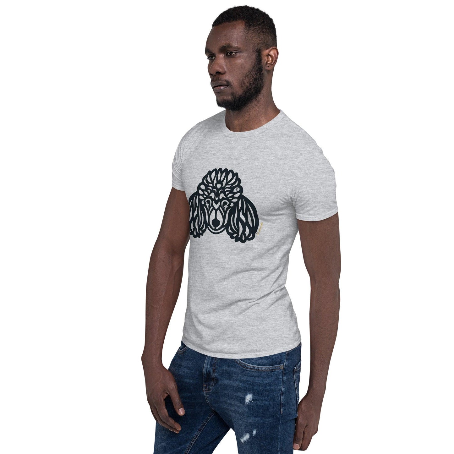 Camiseta unissex de manga curta - Poodle - Tribal - Cores Claras i-animals