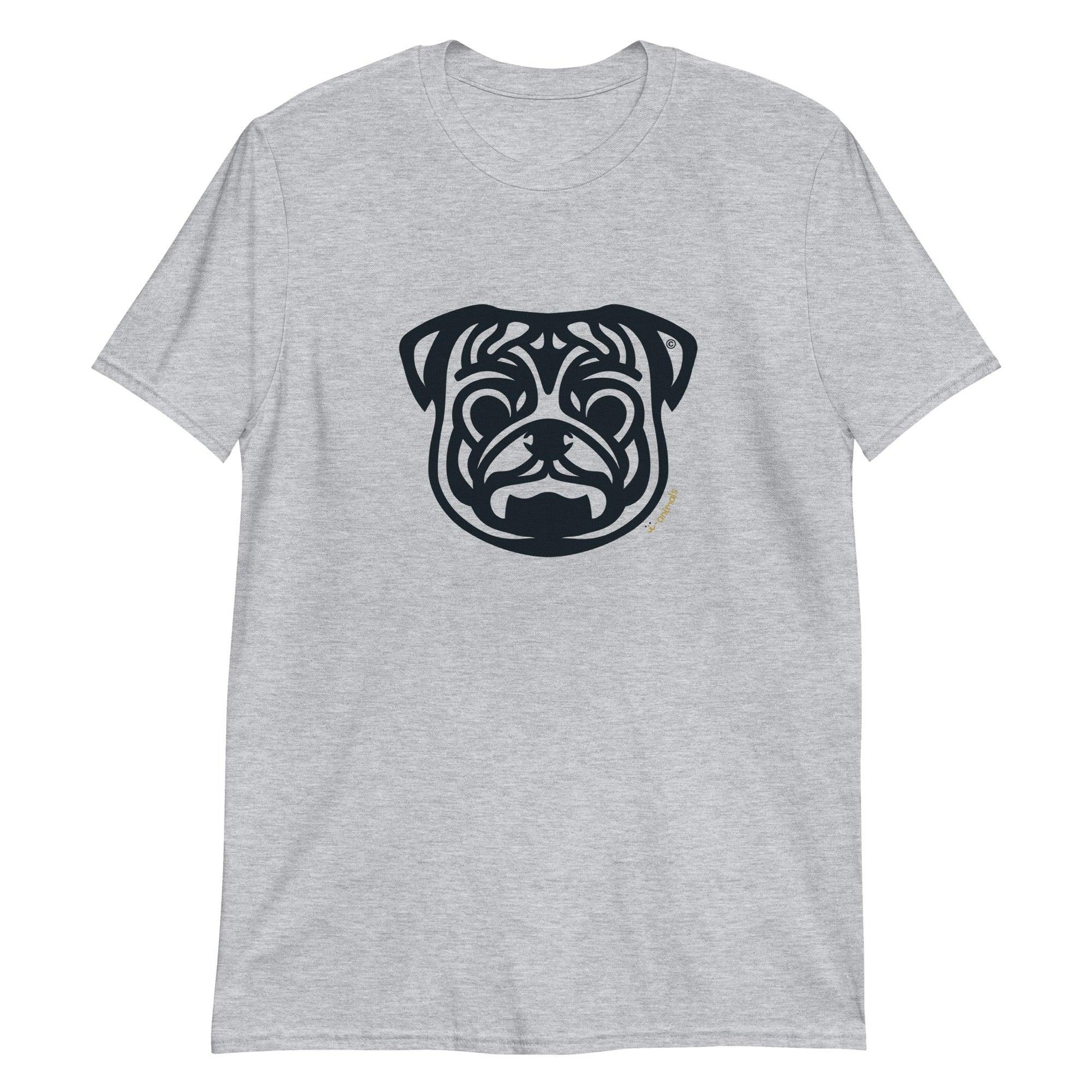 Camiseta unissex de manga curta - Pug - Tribal - Cores Claras i-animals