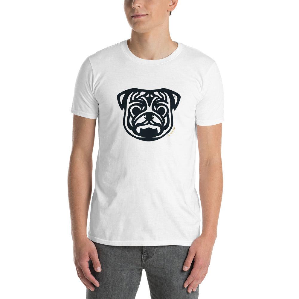 Camiseta unissex de manga curta - Pug - Tribal - Cores Claras i-animals
