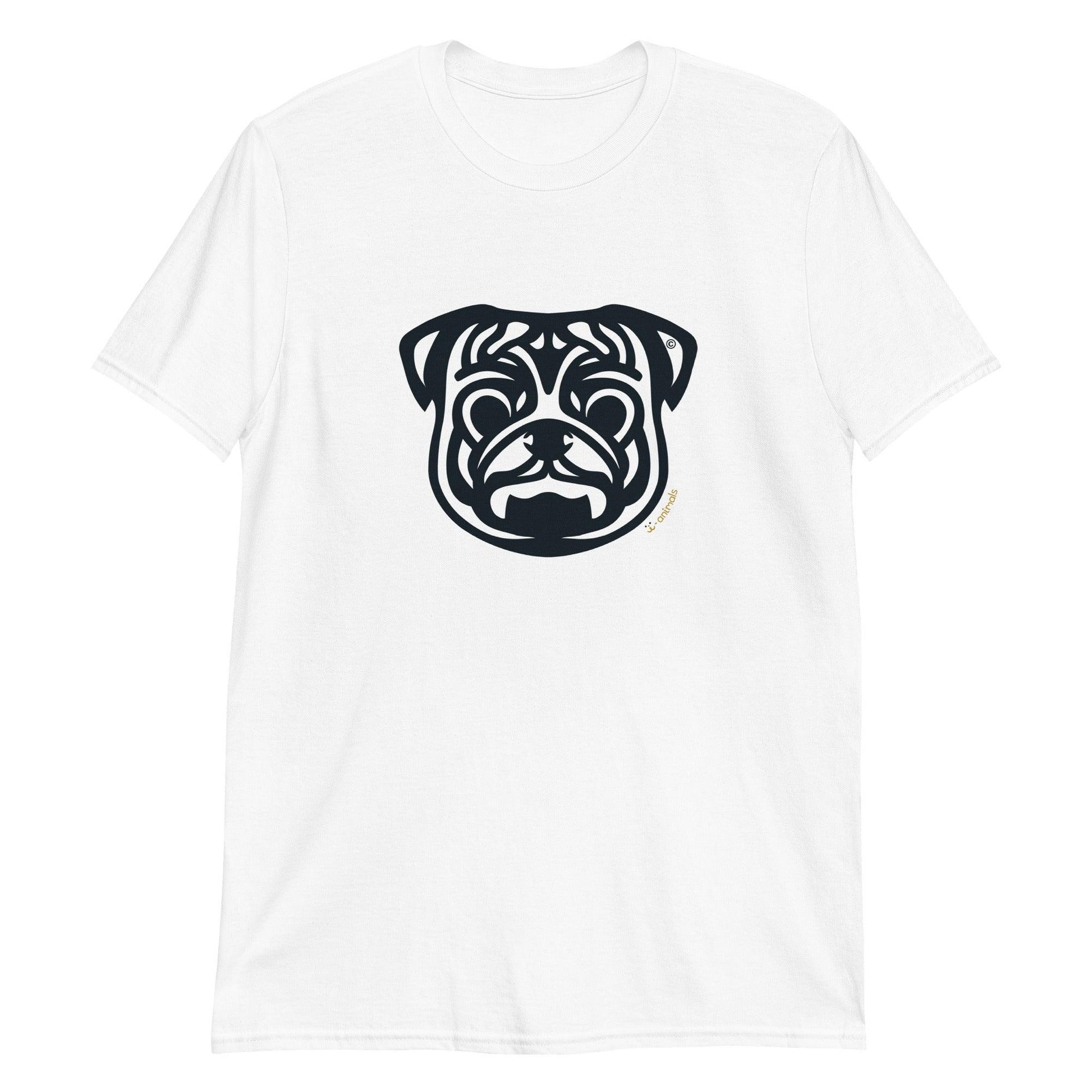 Camiseta unissex de manga curta - Pug - Tribal - Cores Claras i-animals