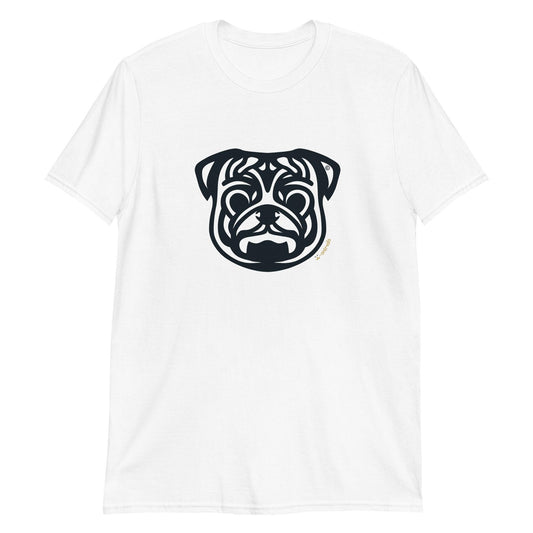 Camiseta unissex de manga curta - Pug - Tribal - Cores Claras i-animals