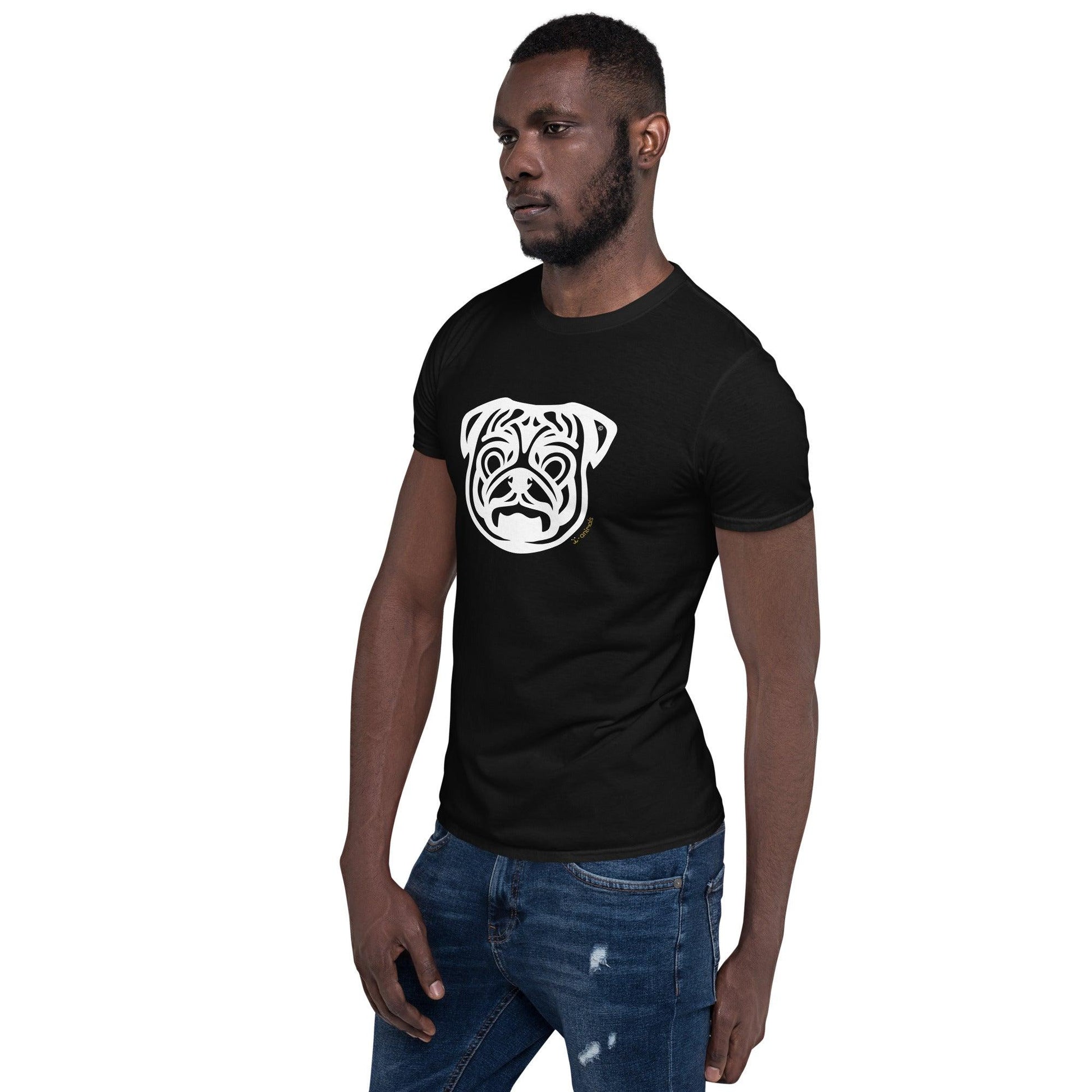 Camiseta unissex de manga curta - Pug - Tribal i-animals