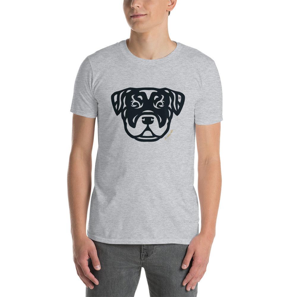 Camiseta unissex de manga curta - Rottweiler - Tribal - Cores Claras i-animals
