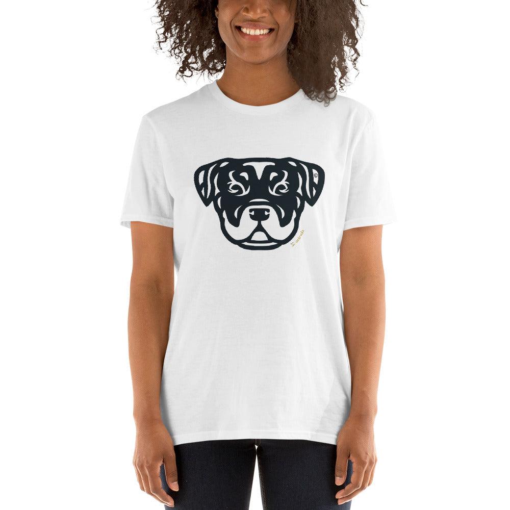 Camiseta unissex de manga curta - Rottweiler - Tribal - Cores Claras i-animals