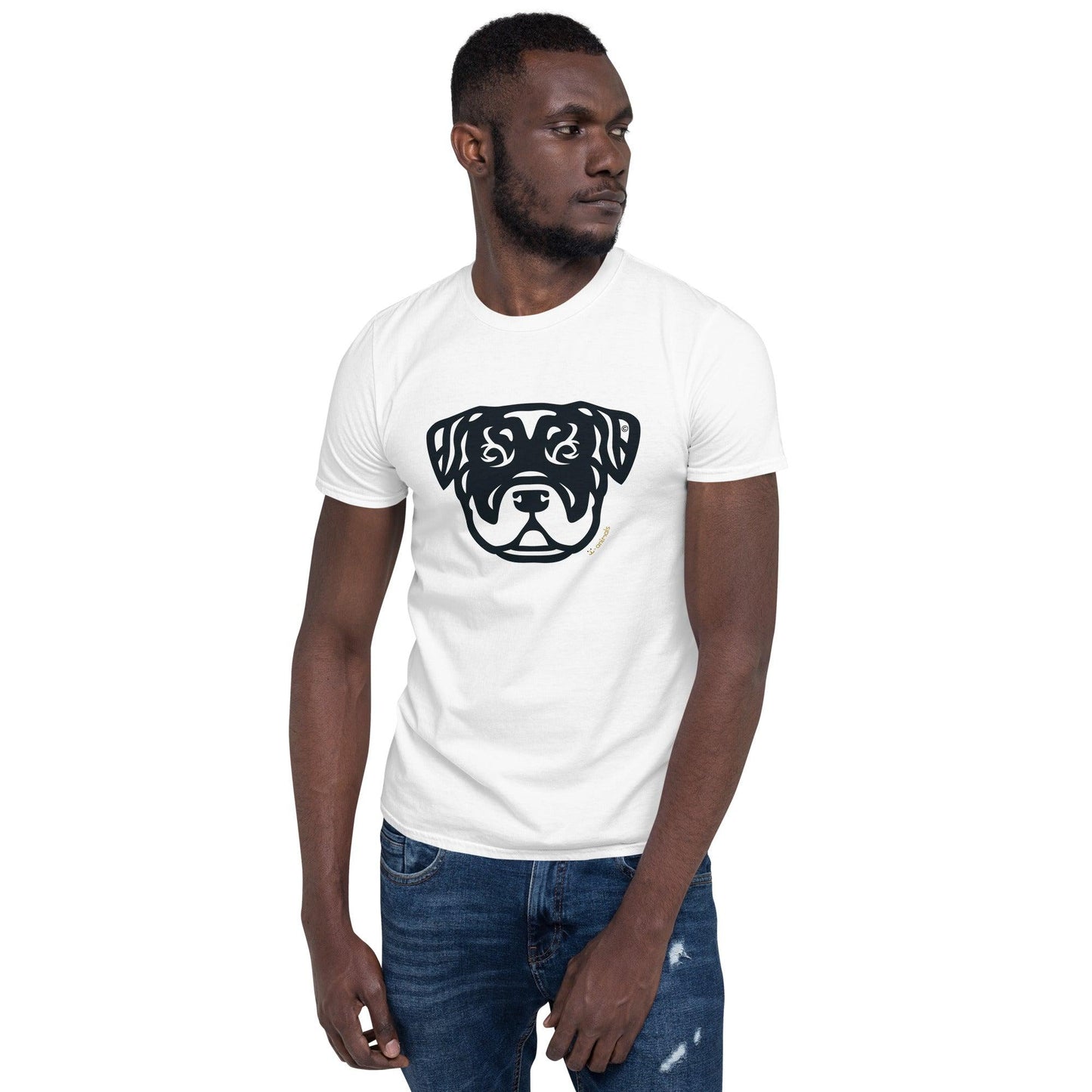 Camiseta unissex de manga curta - Rottweiler - Tribal - Cores Claras i-animals