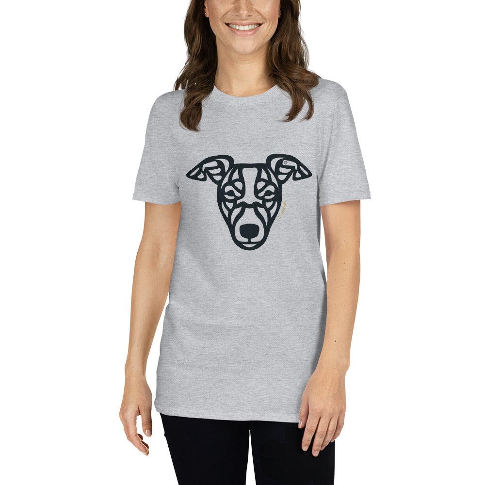 Camiseta unissex de manga curta - Whippet - Tribal - Cores Claras i-animals