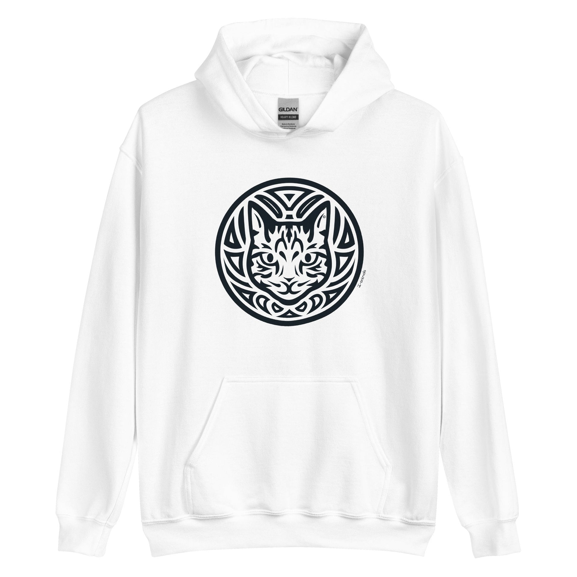 Moletom com capuz unissex - Gato Tigrado - Tribal - Cores Claras i-animals