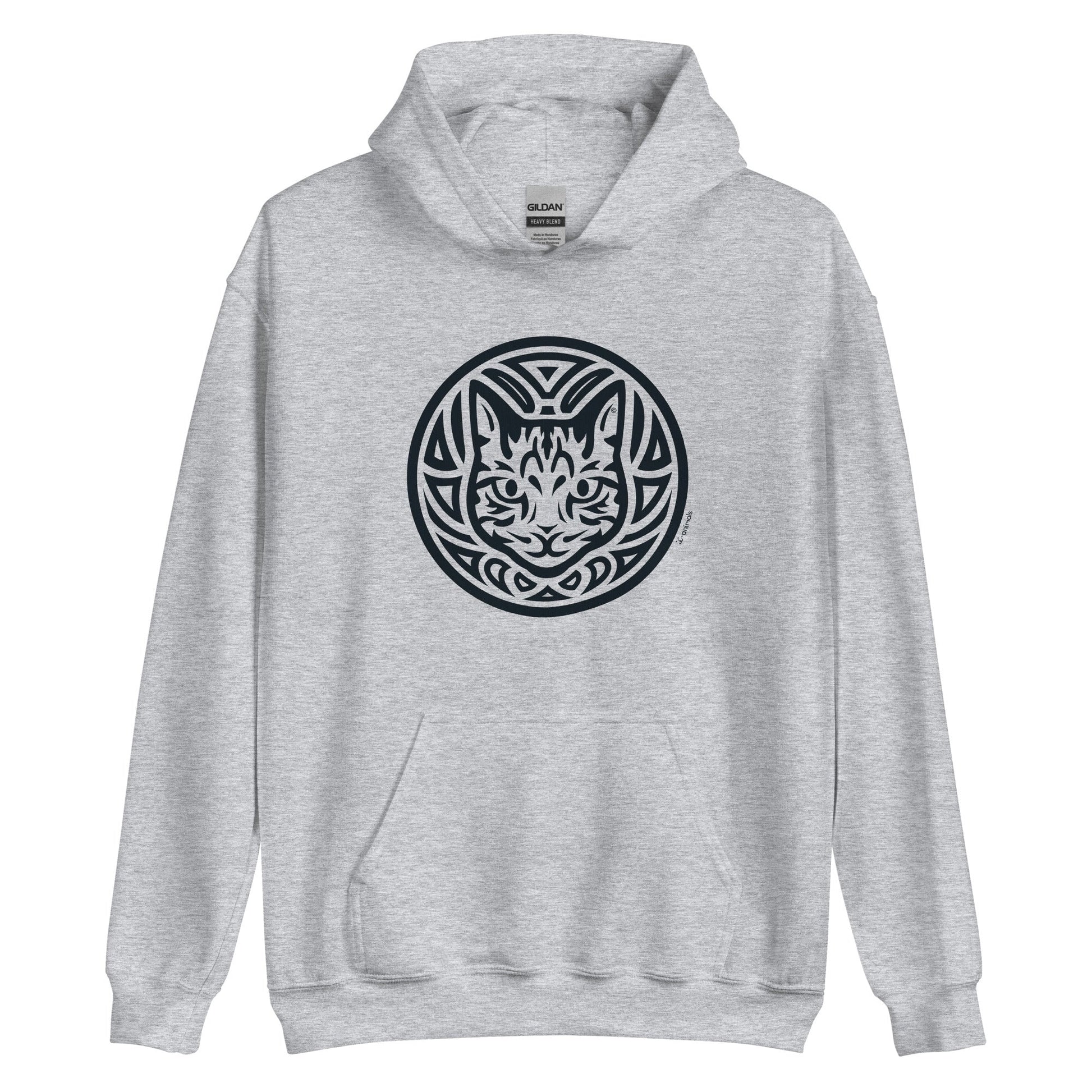 Moletom com capuz unissex - Gato Tigrado - Tribal - Cores Claras i-animals