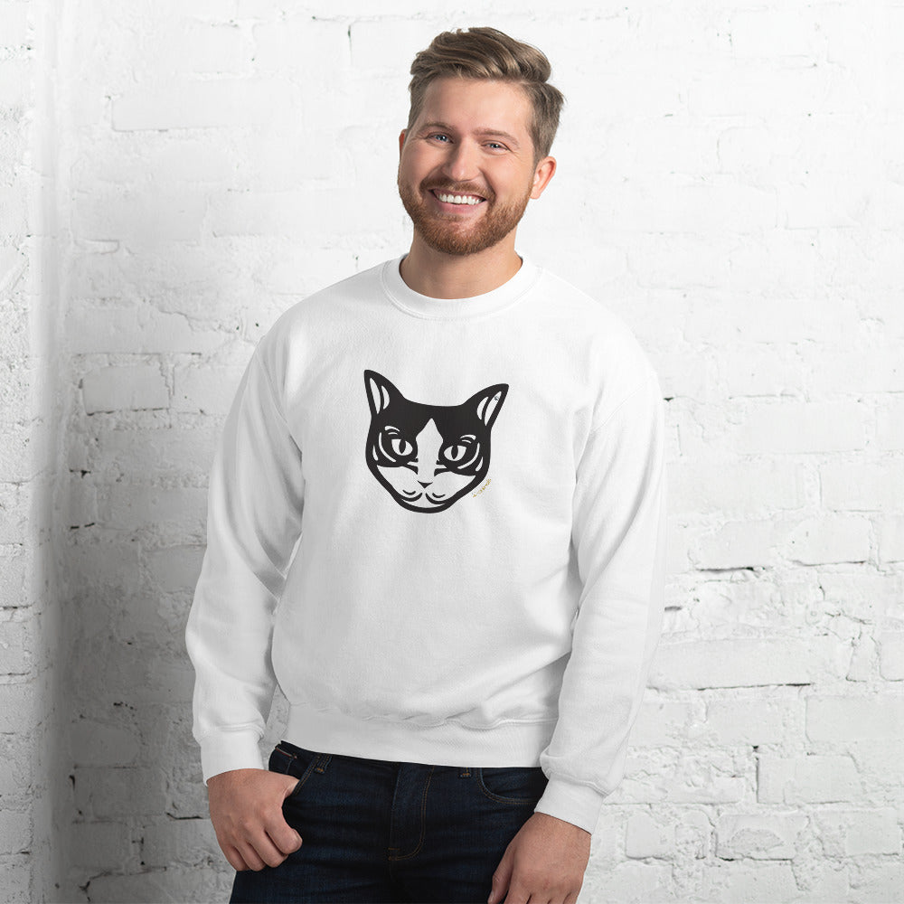 Moletom unissex - Gato preto e branco - Tribal - Cores Claras i-animals
