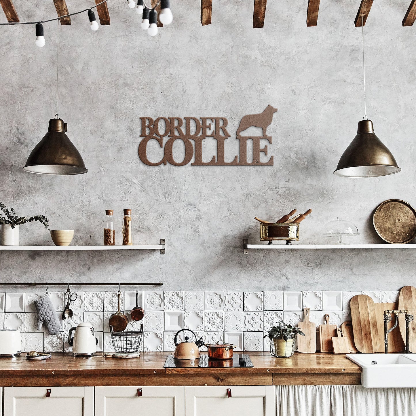 Placa de metal Border Collie - Identidade i-animals