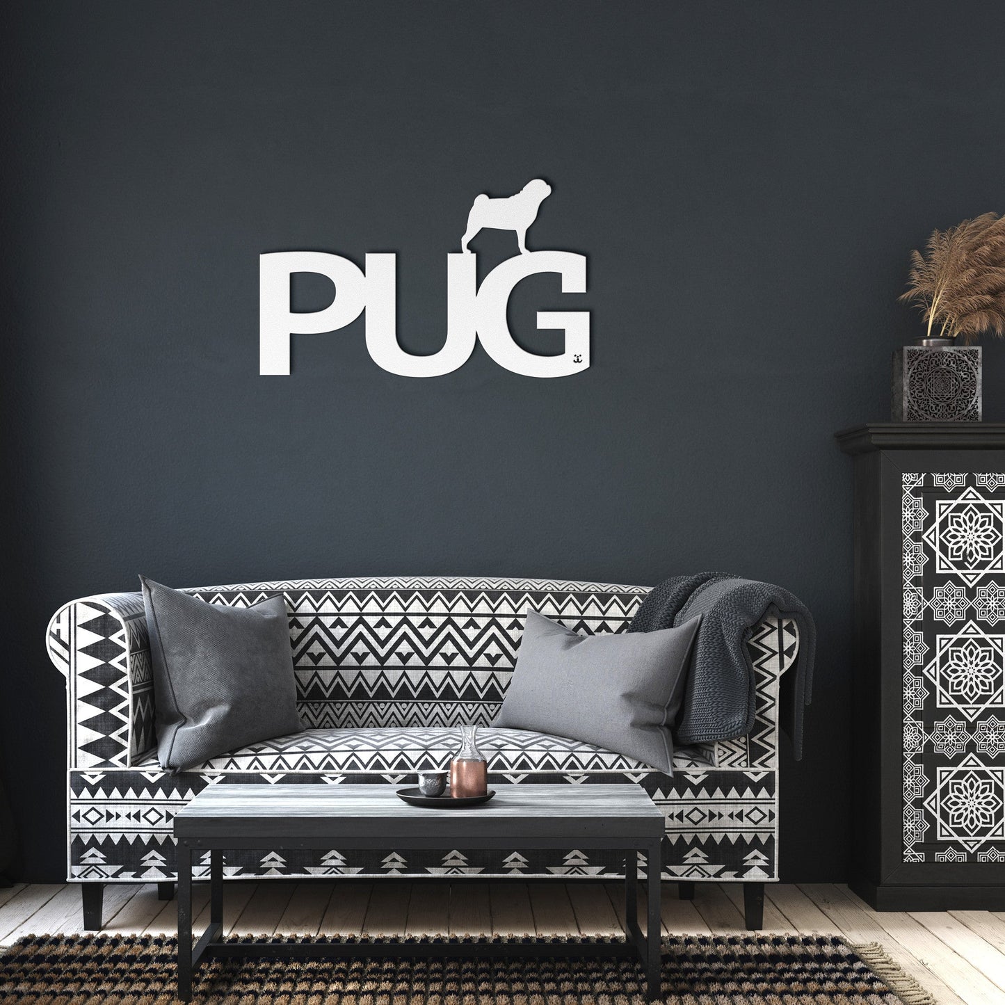 Placa de metal Pug - Identidade i-animals