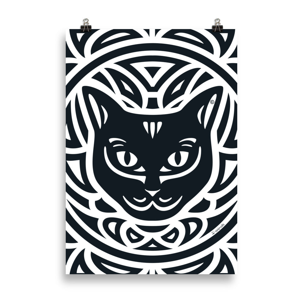 Poster Gato Preto - Tribal i-animals