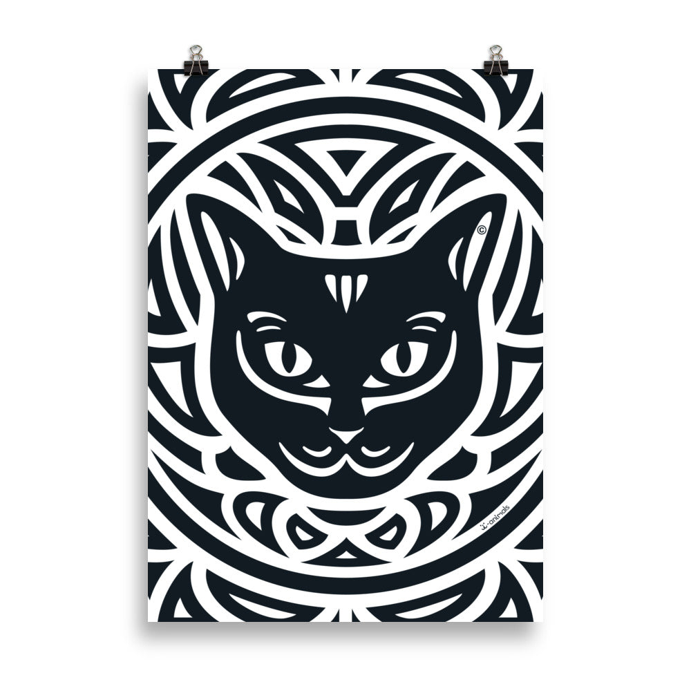 Poster Gato Preto - Tribal i-animals
