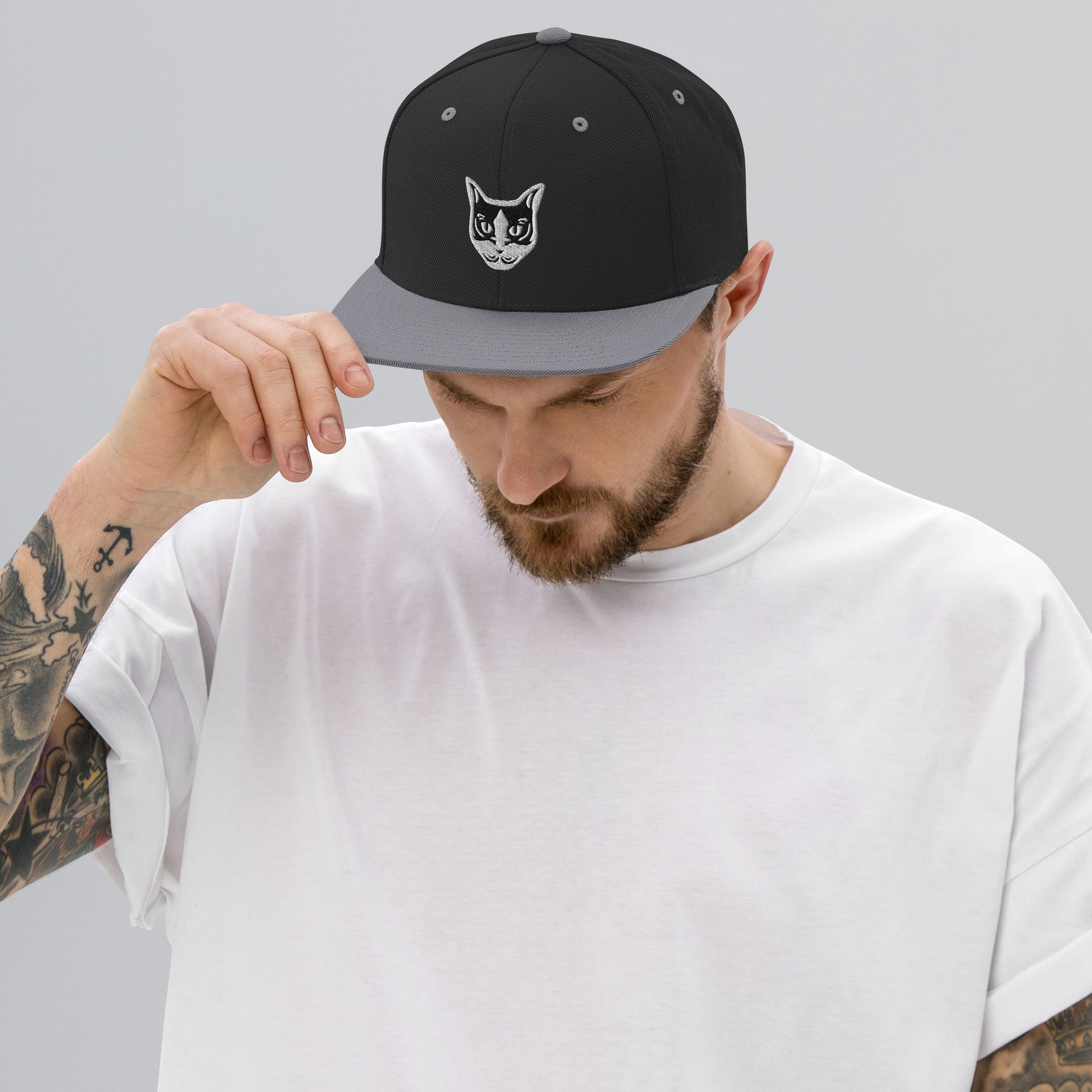 Boné Snapback Gato Preto e Branco - Tribal - i-animals