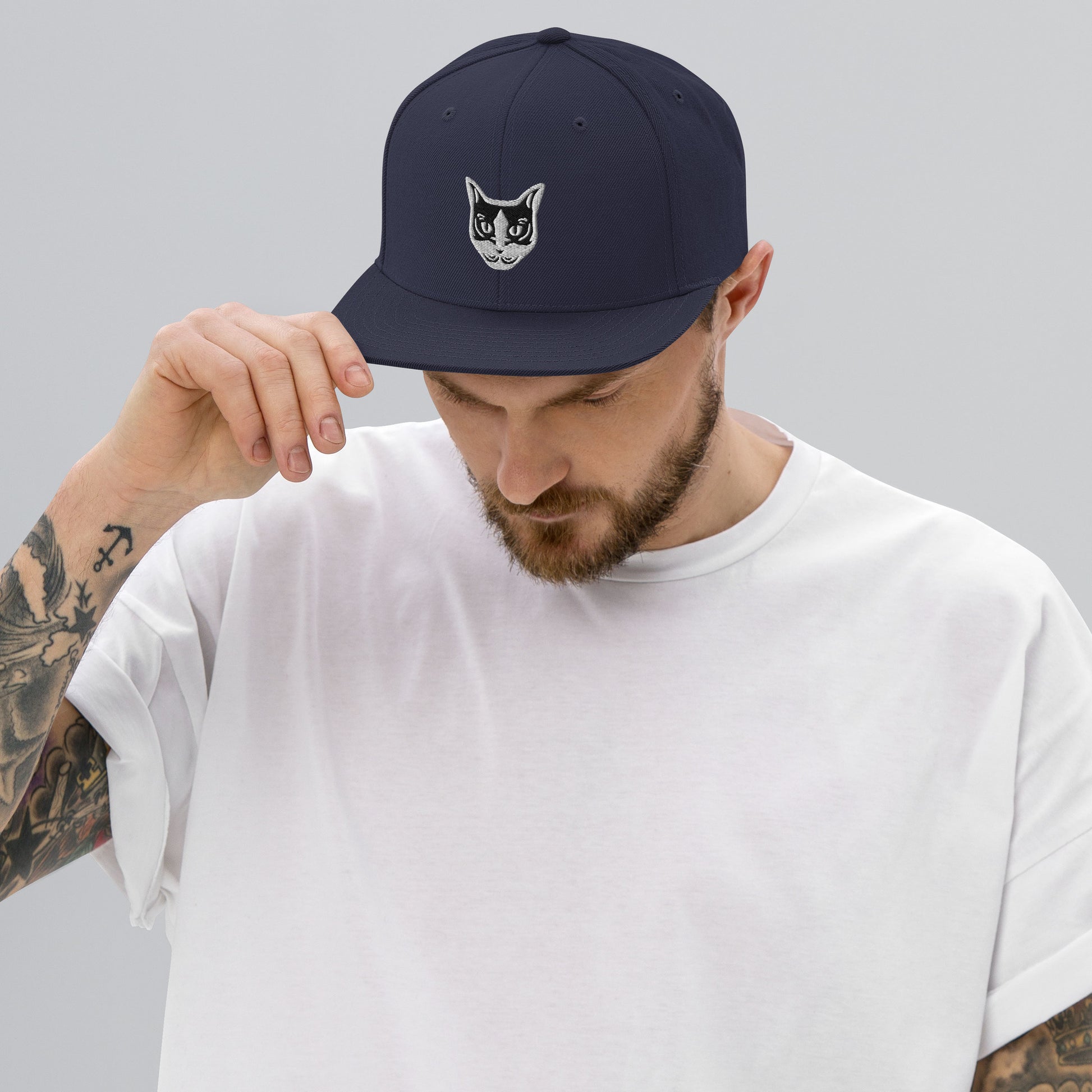 Boné Snapback Gato Preto e Branco - Tribal - i-animals