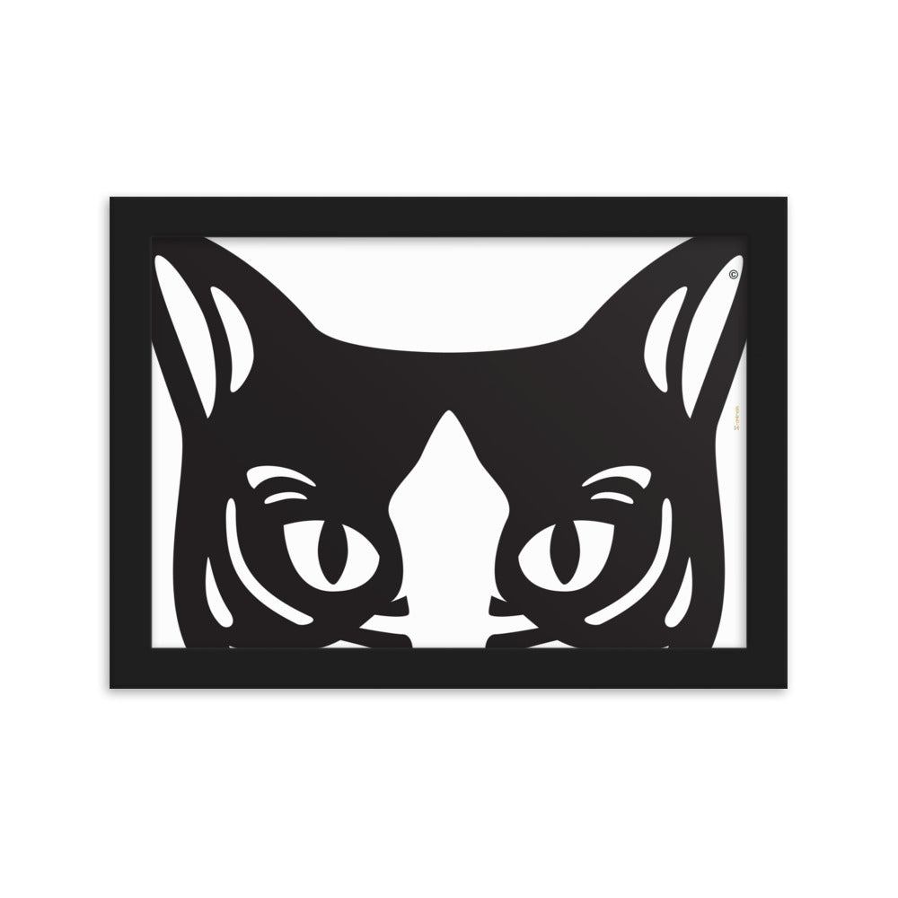 Pôster emoldurado Gato preto e branco - Tribal - i-animals