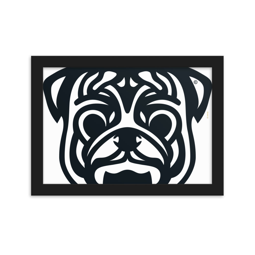 Pôster emoldurado Pug - Tribal - i-animals