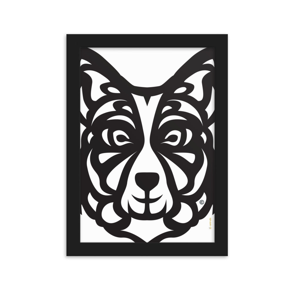 Pôster emoldurado Border Collie - Tribal - i-animals