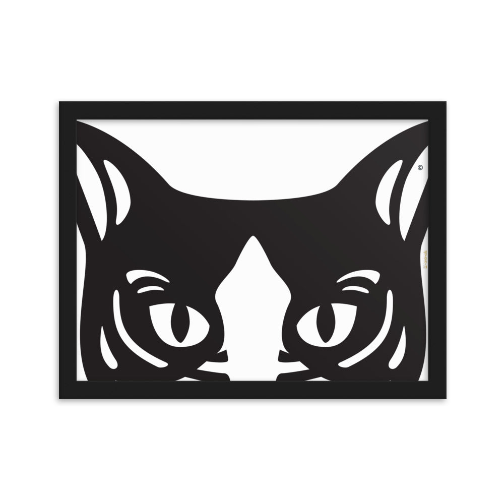 Pôster emoldurado Gato preto e branco - Tribal - i-animals