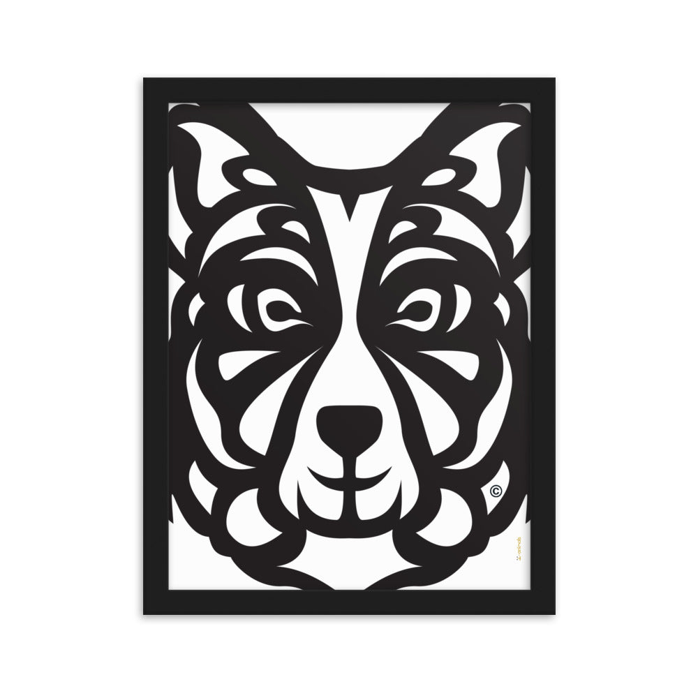 Pôster emoldurado Border Collie - Tribal - i-animals