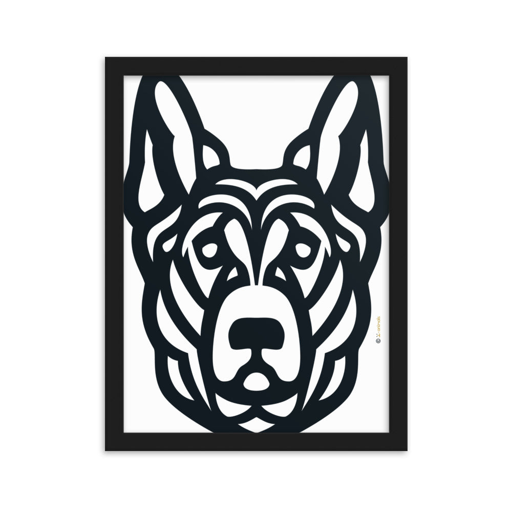 Poster con cornice del pastore tedesco - Tribale