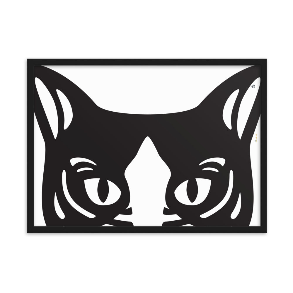Pôster emoldurado Gato preto e branco - Tribal - i-animals
