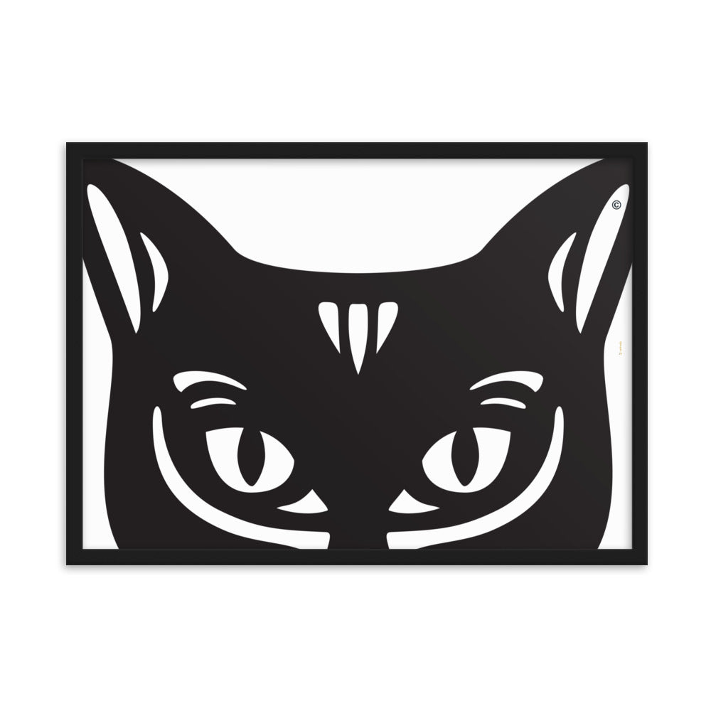 Pôster emoldurado Gato Preto - Tribal - i-animals