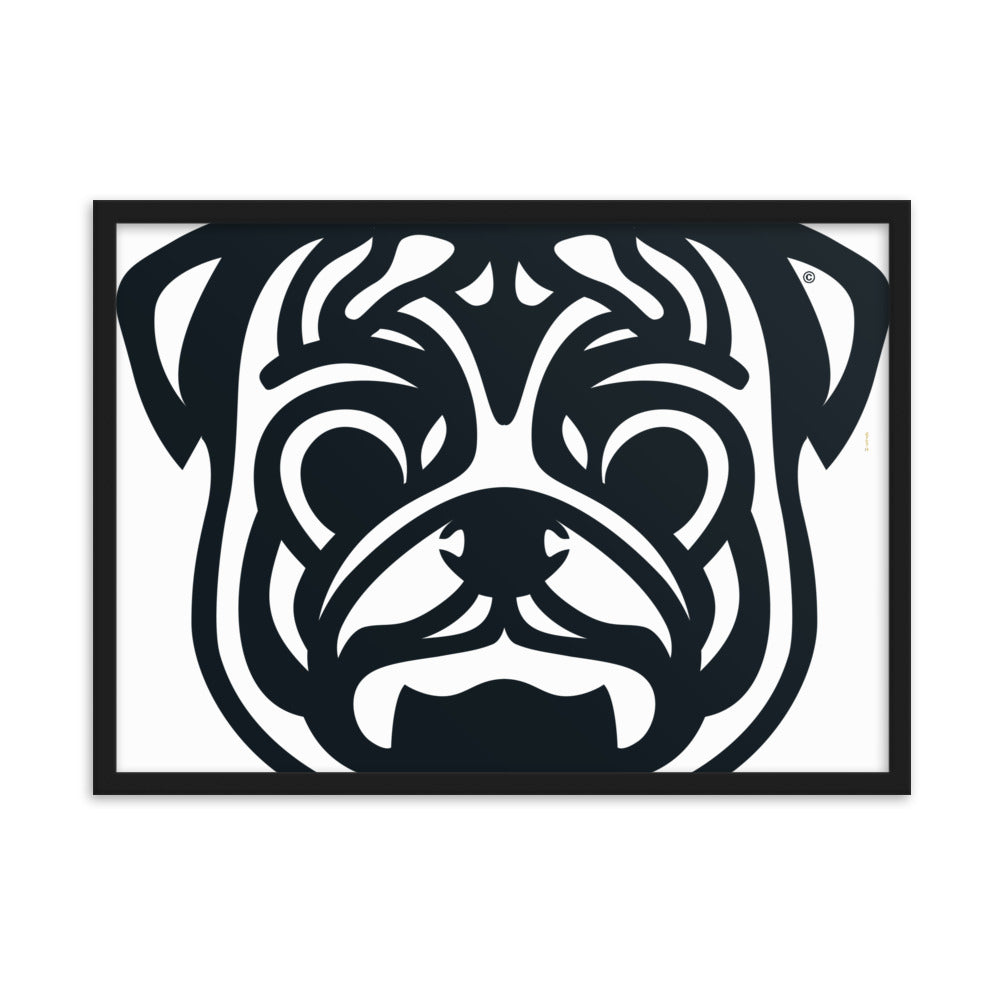 Pôster emoldurado Pug - Tribal - i-animals