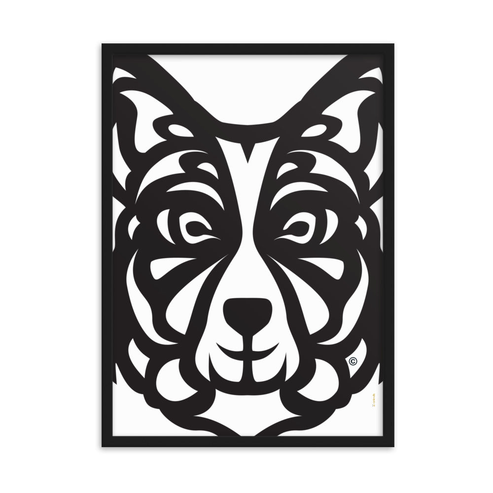 Pôster emoldurado Border Collie - Tribal - i-animals