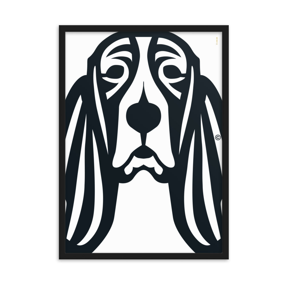 Pôster emoldurado Basset Hound - Tribal - i-animals