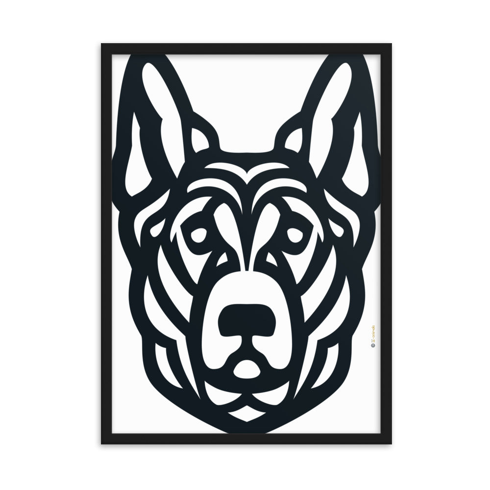 Poster con cornice del pastore tedesco - Tribale