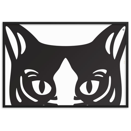 Pôster emoldurado Gato preto e branco - Tribal - i-animals