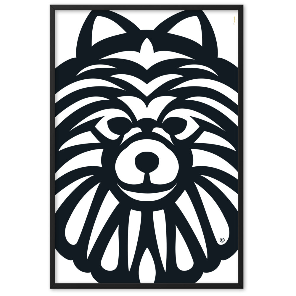 Pôster emoldurado Spitz Alemão - Tribal - i-animals