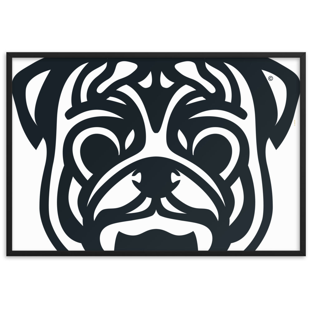 Pôster emoldurado Pug - Tribal - i-animals