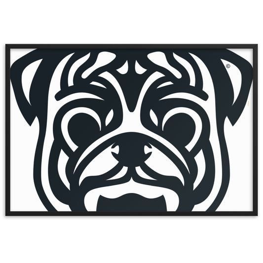 Pôster emoldurado Pug - Tribal - i-animals