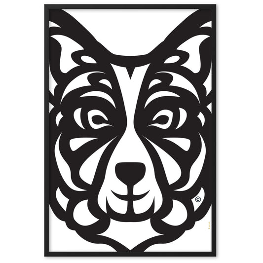 Pôster emoldurado Border Collie - Tribal - i-animals