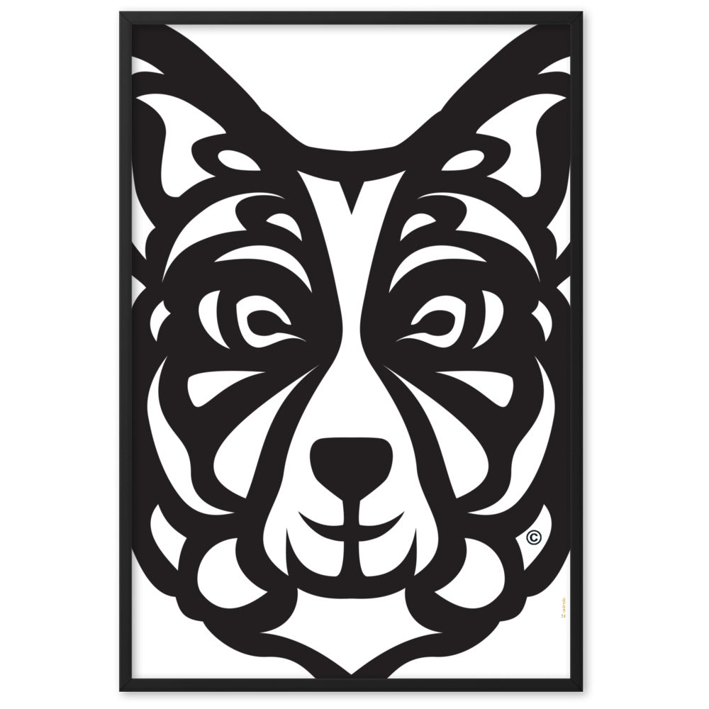 Pôster emoldurado Border Collie - Tribal - i-animals