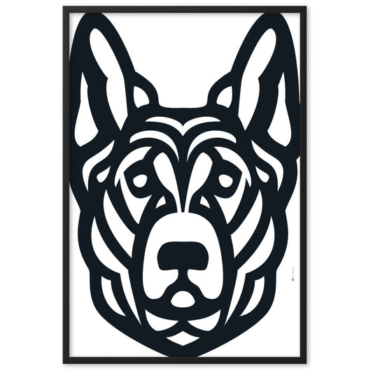 German Shepherd Framed Poster - Tribal