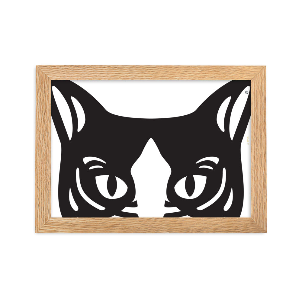 Pôster emoldurado Gato preto e branco - Tribal - i-animals