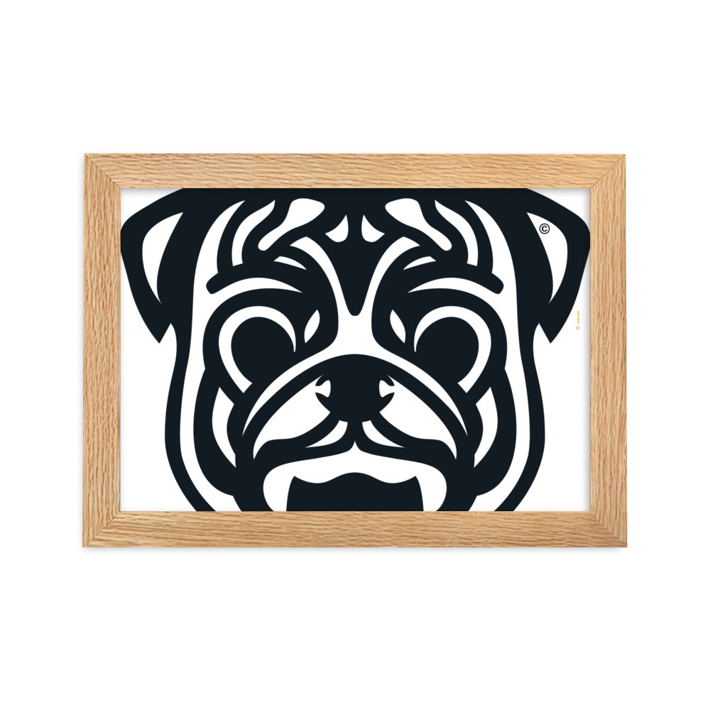 Pôster emoldurado Pug - Tribal - i-animals