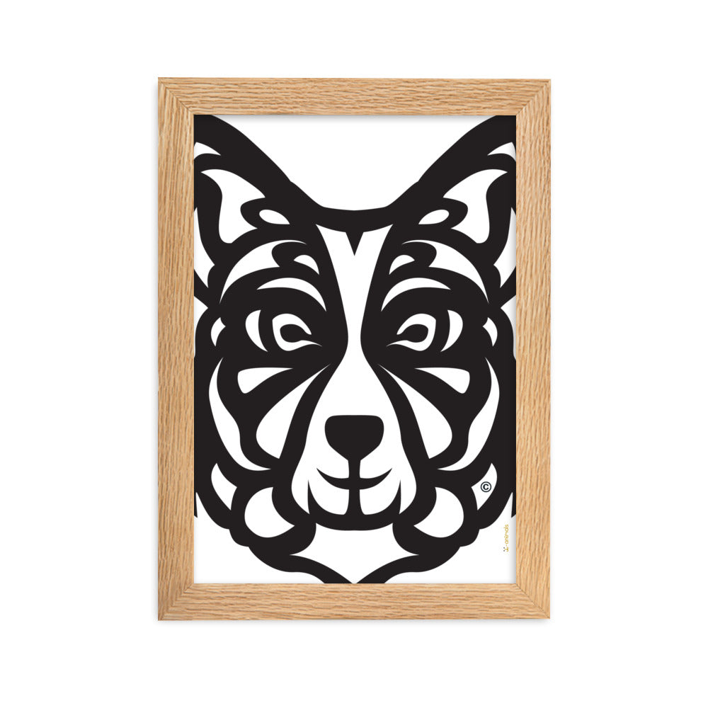 Pôster emoldurado Border Collie - Tribal - i-animals