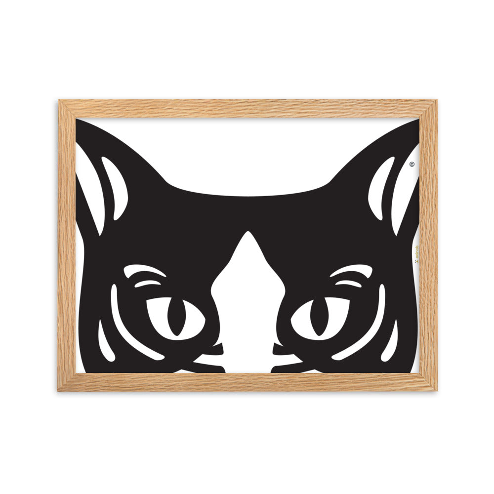 Pôster emoldurado Gato preto e branco - Tribal - i-animals