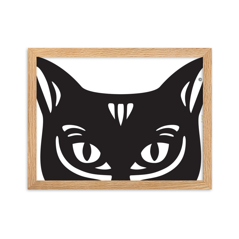 Pôster emoldurado Gato Preto - Tribal - i-animals