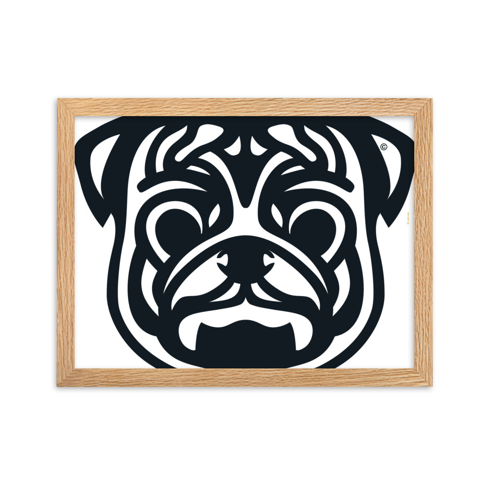 Pôster emoldurado Pug - Tribal - i-animals