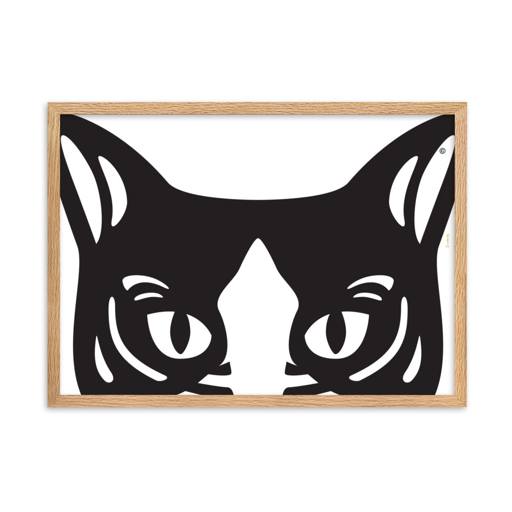 Pôster emoldurado Gato preto e branco - Tribal - i-animals