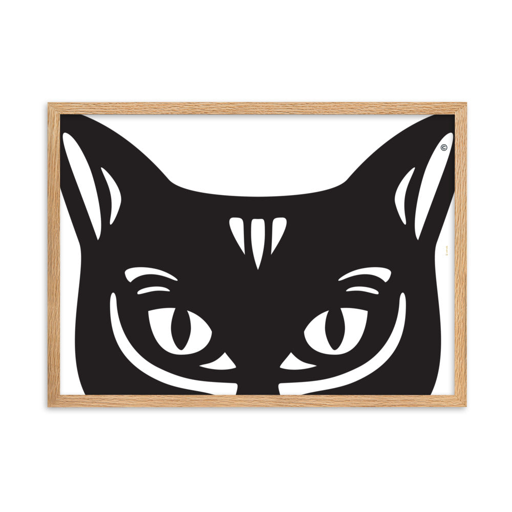 Pôster emoldurado Gato Preto - Tribal - i-animals